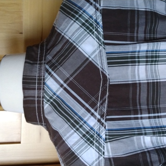 Various Artists Men's Button Down Shirt Brown Plaid size L Chest Pockets Cotton - Picture 8 of 11